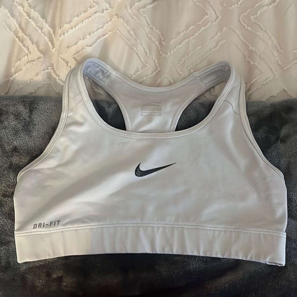White Nike sports bra